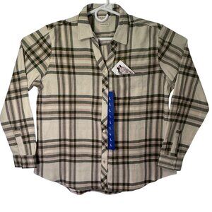 Weatherproof Vintage Womens Large Plaid Shirt Comfort Stretch Top Blouse L Lrg